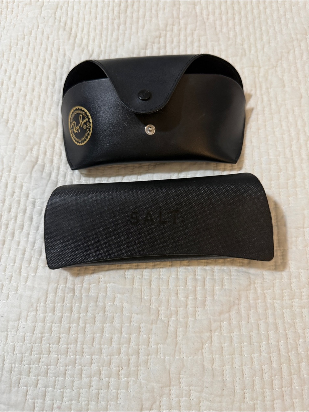 Ray-Ban Black Leather Sunglasses Case with SALT Black Hard Case